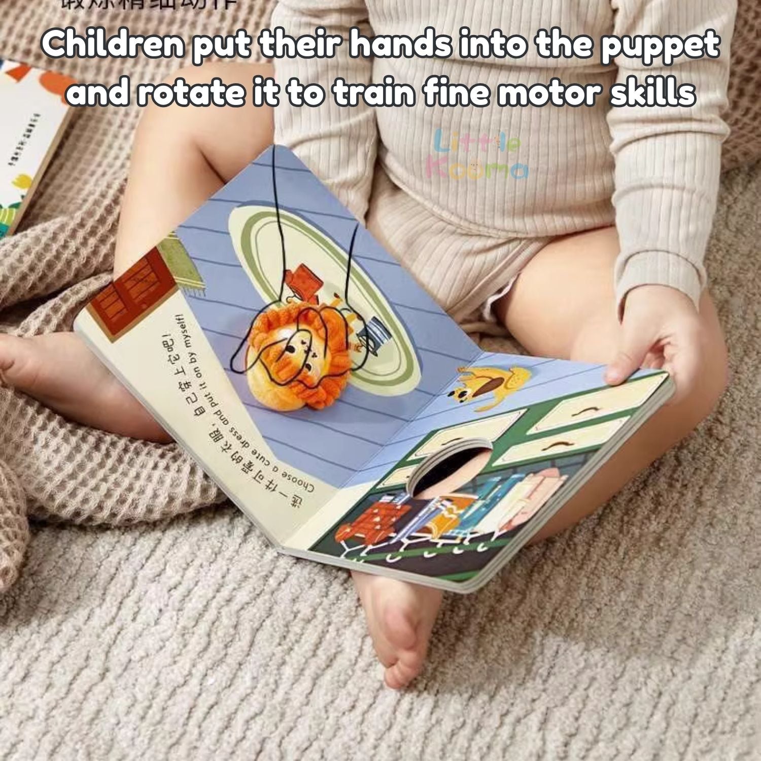 Ready Stock 4-in-1 Hand Puppet Board Book Chinese English Bilingual Story Book for Kids 3Y+ - Little Kooma