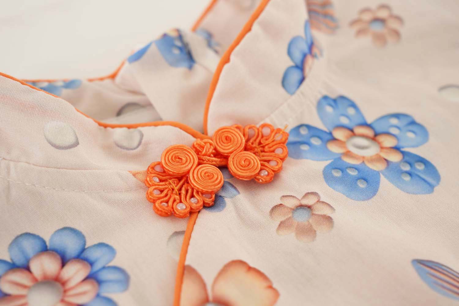Singapore Souvenir Gift Blue Flowers Baby Kids Girl Cheongsam Dress 0848 - Little Kooma