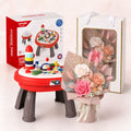 Baby Newborn Unisex Gift 4-In-1 Multi-Functional Baby Activity Center & Preserved Flowers Hand Bouquet For Mum