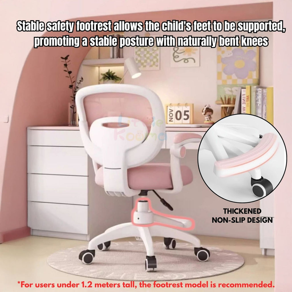 Ready Stock Kids Ergonomic Study Chair Height Adjustable 360° Swivel WithWithout Wheels Footrest
