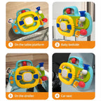 Portable Baby Steering Wheel Toy with Velcro Straps – Pretend Play with Lights, Sounds, and Flip Activities for Tables, Strollers, and Car Seats 18 Months + - Little Kooma