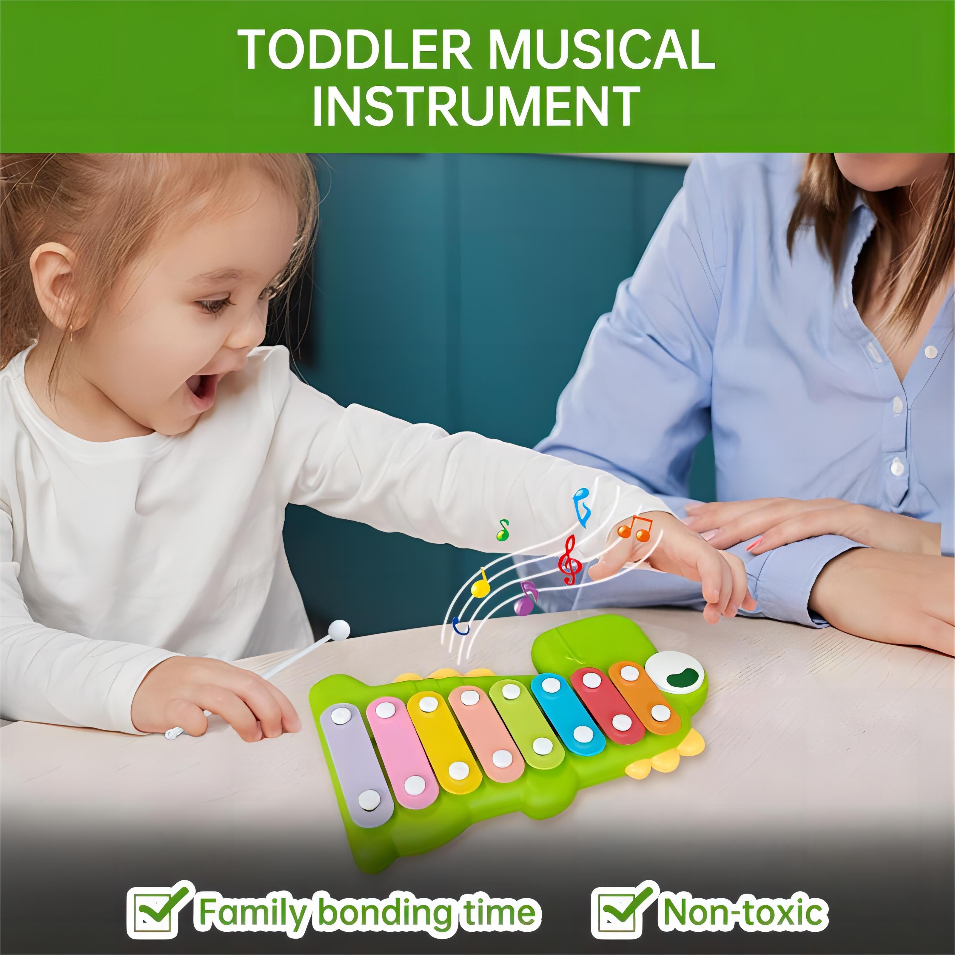 Dinosaur Xylophone Musical Piano – Non-Toxic Multi-Color Toddler Musical Instrument with Detachable Mallet for Family Fun 18 month + - Little Kooma