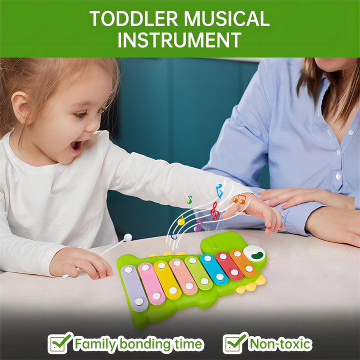 Dinosaur Xylophone Musical Piano – Non-Toxic Multi-Color Toddler Musical Instrument with Detachable Mallet for Family Fun 18 month + - Little Kooma