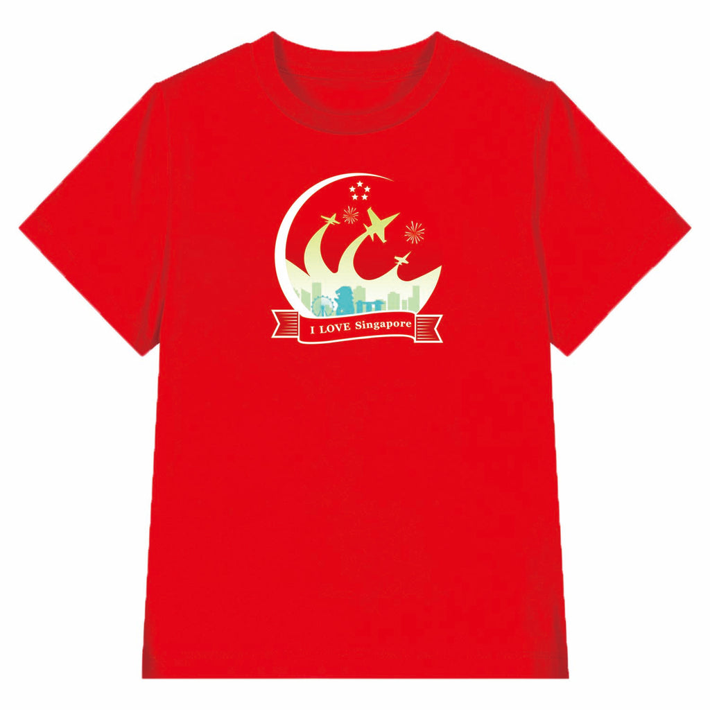 National Day NDP 2024 Red Top - Baby Kids Red T-shirt I Love Singapore Moon Golden Fighter National Day Top Outfit - Little Kooma