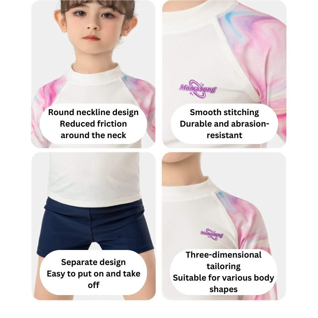 Baby Kids Girl Long Sleeve Long Pants Tie-dye Swimming Suit Set 907459 - Little Kooma