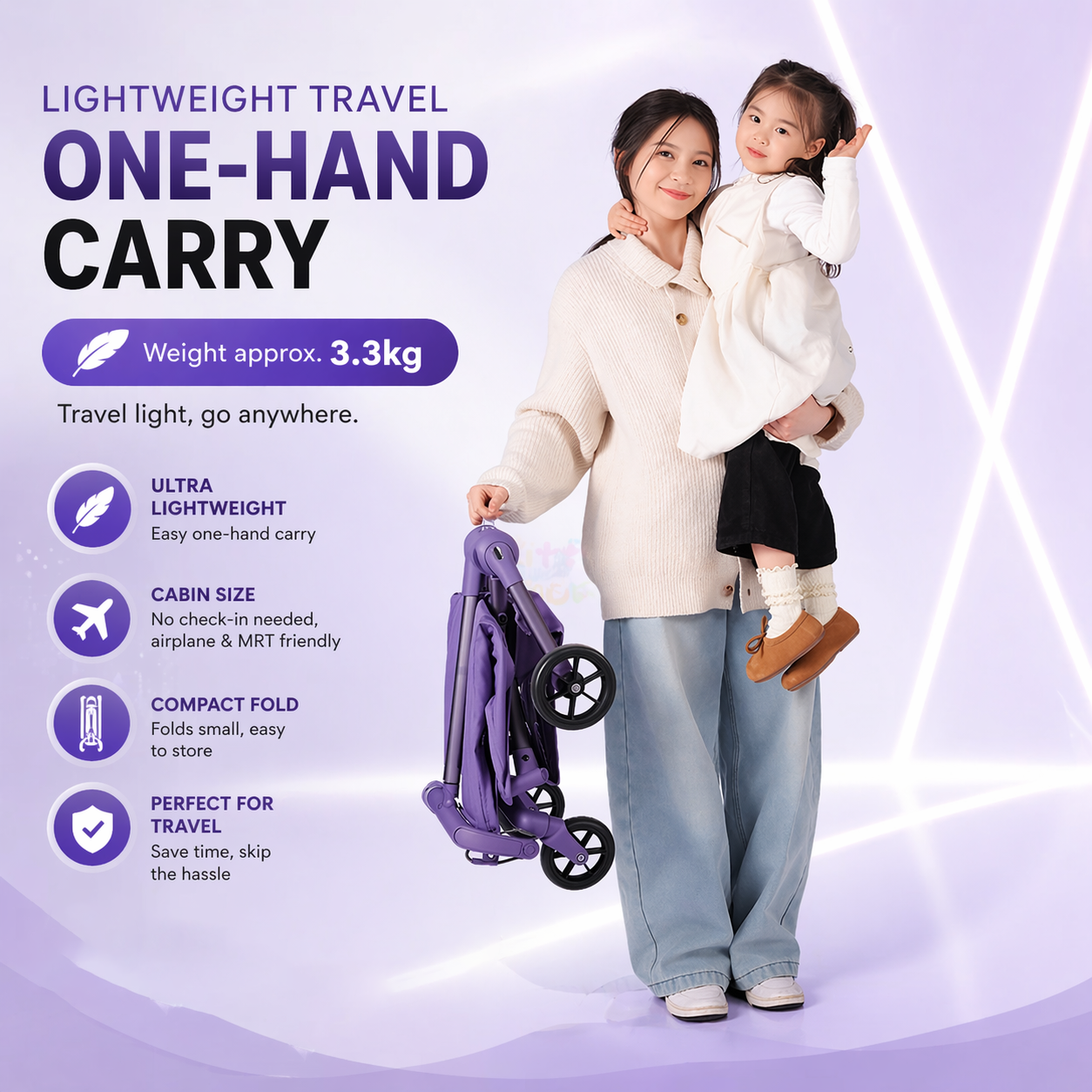 Ready Stock Baby Stroller Lightweight Foldable Cabin Size Travel Compact Portable Newborn Toddler - Little Kooma