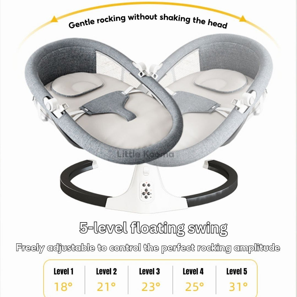 Electric Baby Rocking Chair with Bluetooth Music, Remote Control & Mosquito Net – Adjustable Swing & Recline