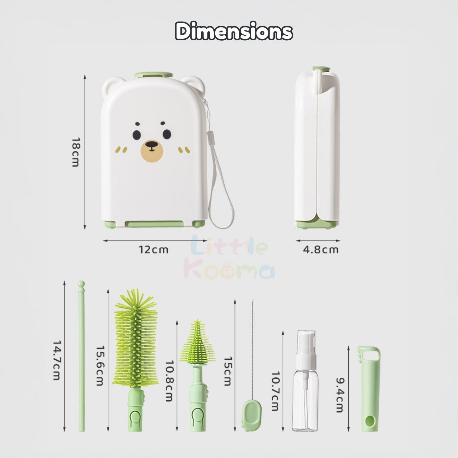 Ready Stock Baby Bottle Cleaning Brush Set Travel Drying Rack Case Sterilisable Brushes