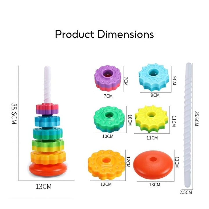 Rainbow Spinning Tower Stacking Toy - Little Kooma