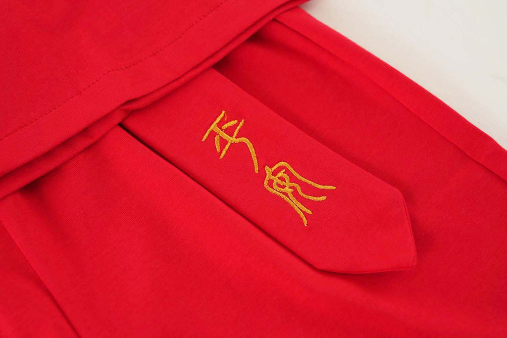 Singapore Souvenir Gift Wealth and Harmony Red Family Set with Golden Fish Embroidery Baby Kids Boys Cheongsam Set Top n Shorts CNY Chinese New Year Outfit 0835 - Little Kooma