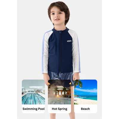 Baby Kids Boy Space Long Sleeve Top w Zipper n Shorts Swimming Suit Set 908439 - Little Kooma