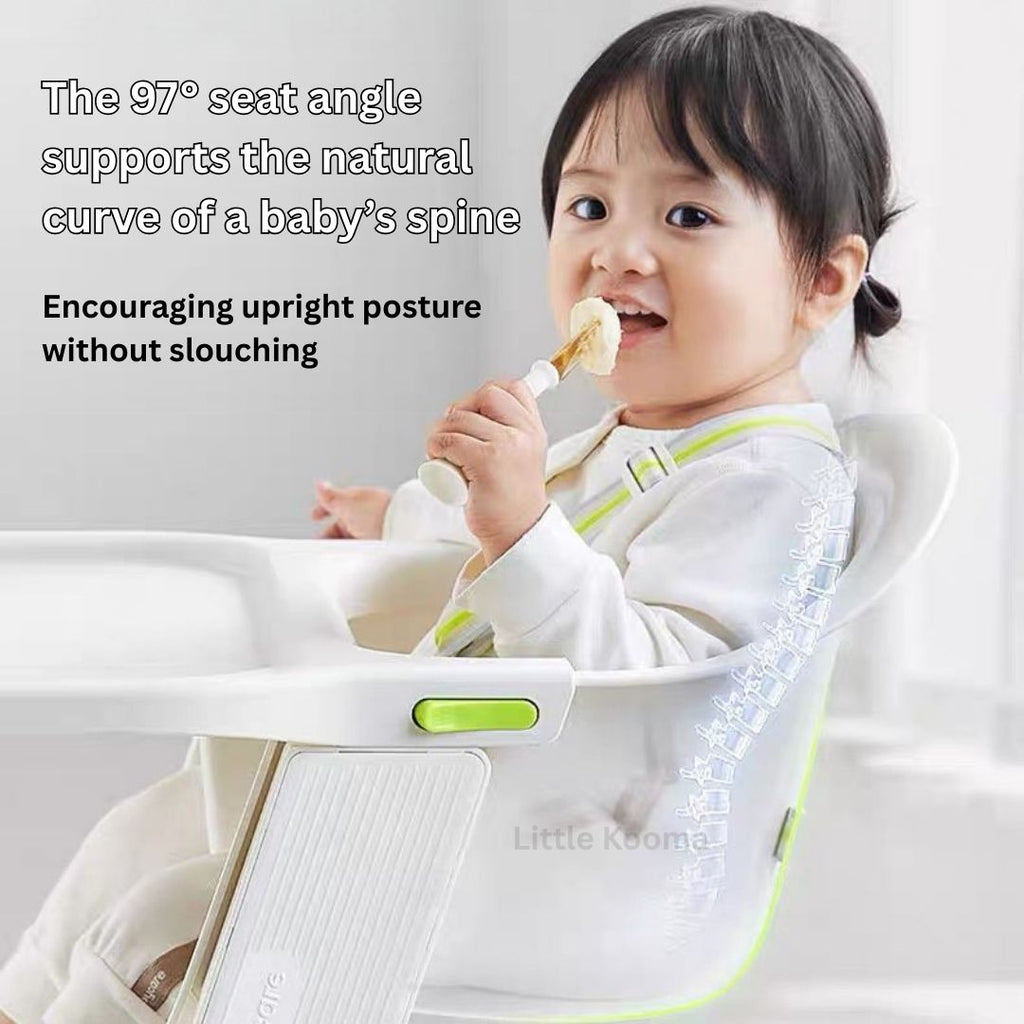 Adjustable Tray Baby High Chair with Washable Tray & Ergonomic Seat | Lightweight 6kg | Stable Feeding Chair - Little Kooma