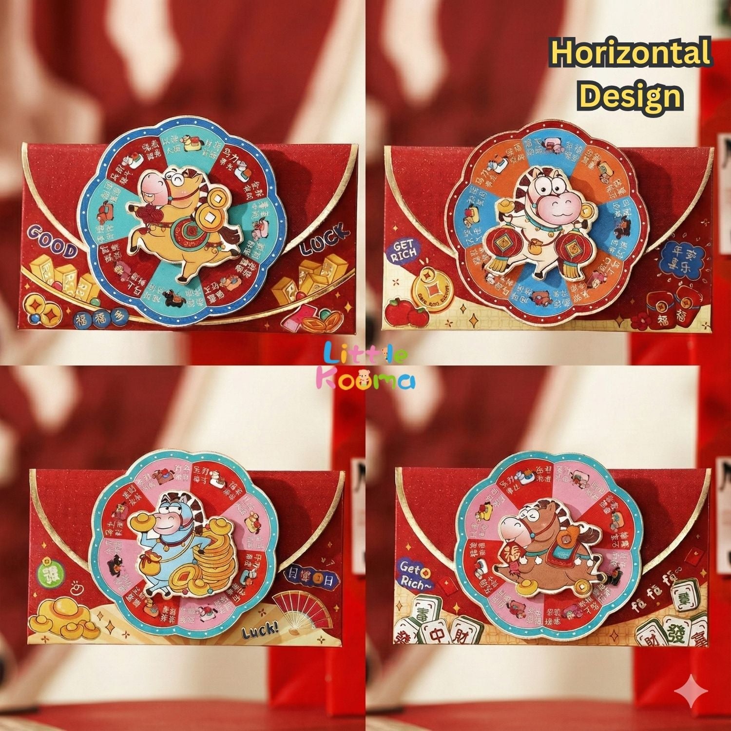 Spinning Ang Bao Red Packet Envelope for Kids Rotate Wheel Lucky Money Hongbao CNY 2026 Fun Gift