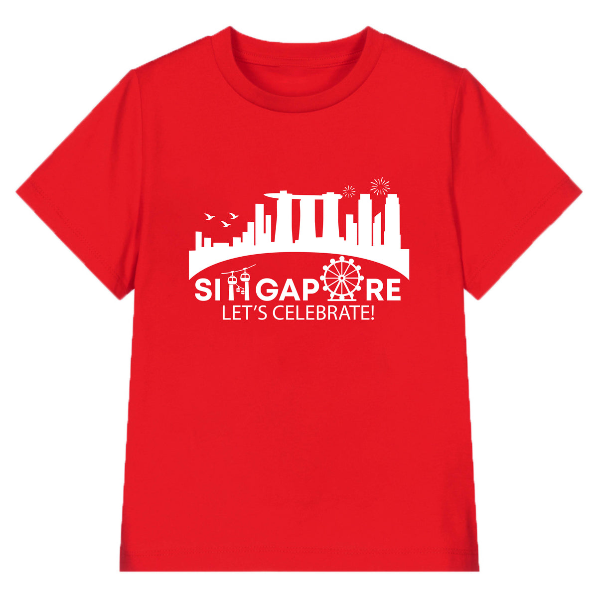 National Day NDP Red Top - Baby Kids Red T-shirt Singapore Letters City Skyline National Day Top Outfit