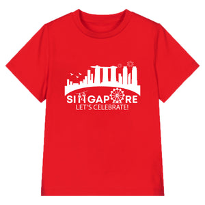 National Day NDP Red Top - Baby Kids Red T-shirt Singapore Letters City Skyline National Day Top Outfit