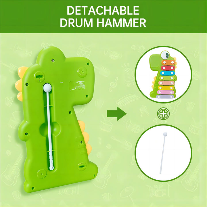 Dinosaur Xylophone Musical Piano – Non-Toxic Multi-Color Toddler Musical Instrument with Detachable Mallet for Family Fun 18 month + - Little Kooma