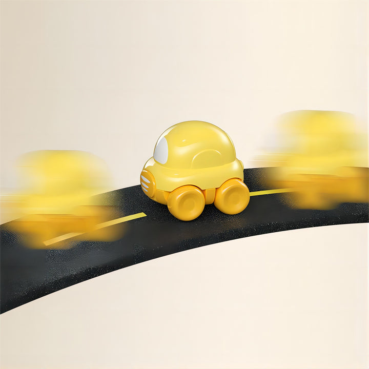 3-in-1 Fun Flick & Go Car Set – No Battery, No Winding, Easy-Grip Baby Toy with Bidirectional Glide & Compact Storage 18 Months +