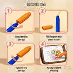 Ready Stock Kids Magic Water Doodle Book Reusable Mess-Free Drawing Foldable 3Y+ - Little Kooma