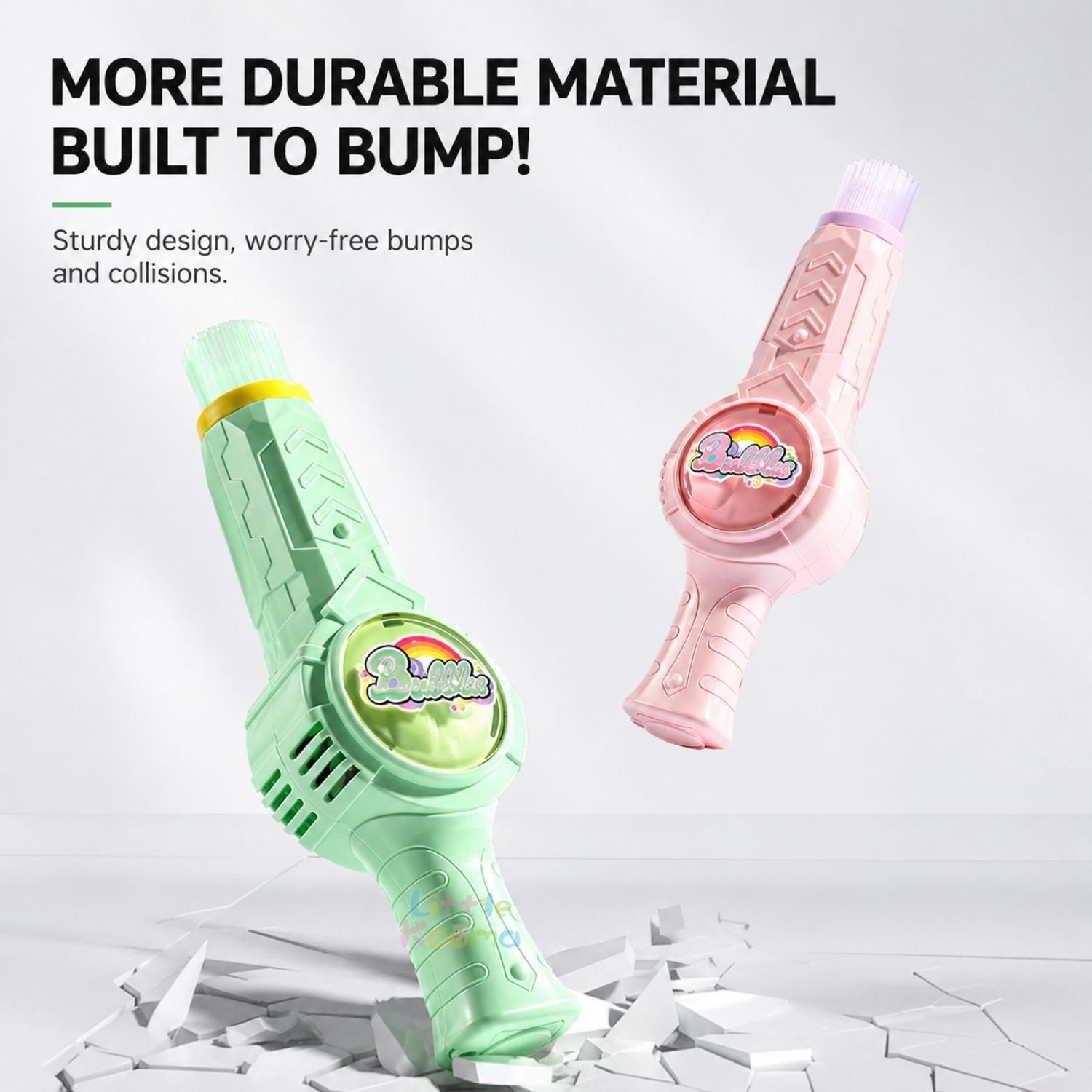 Ready Stock Smoke Bubble Toy Auto Bubble Gun LED Light Smackable Bubble Maker Kids Outdoor Toy - Little Kooma