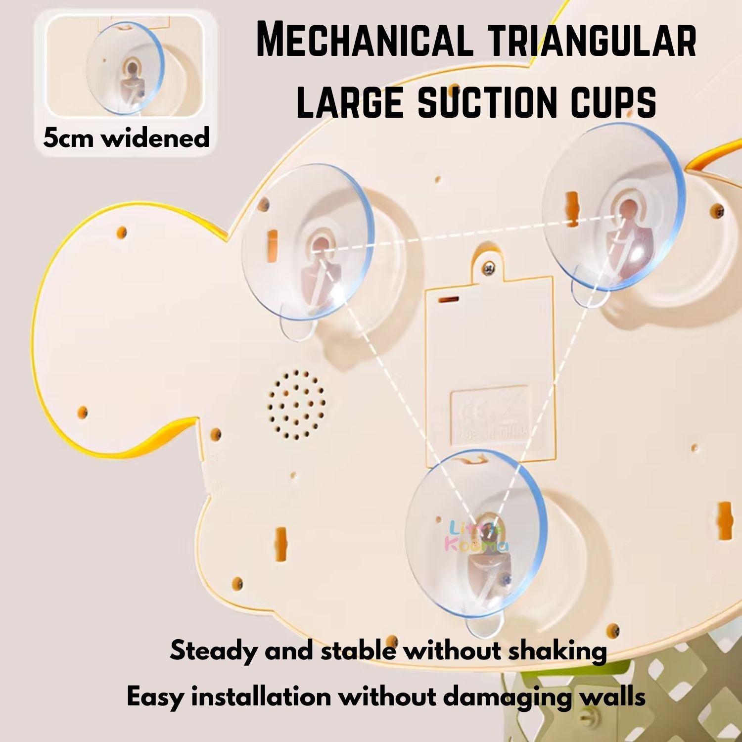 Ready Stock Kids Basketball Hoop Wall-Mounted Adjustable Height Silent Ball Toy with Music - Little Kooma