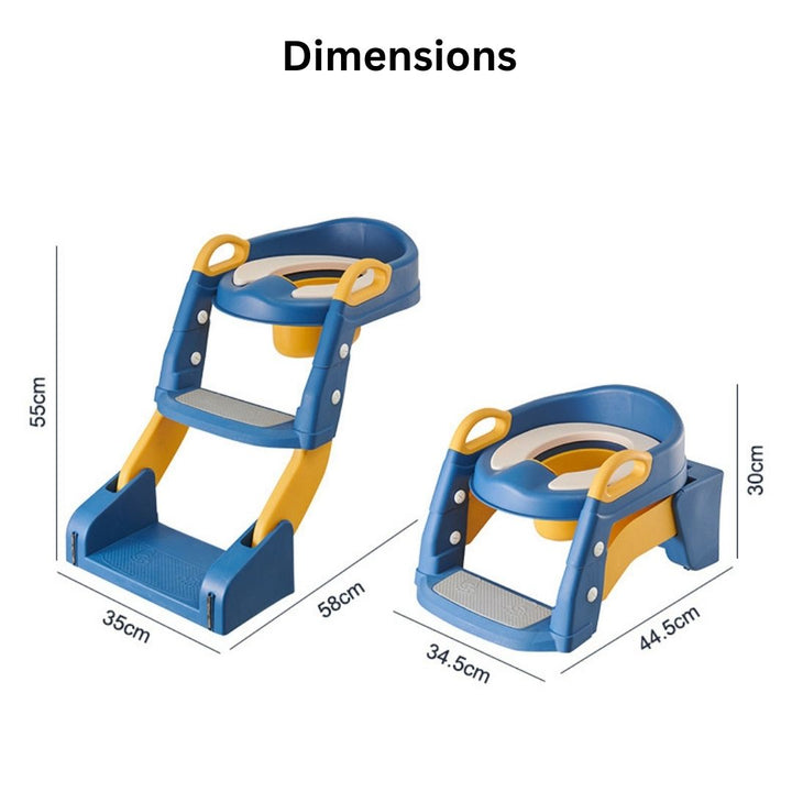 Baby Toddler Kids Boy Girl 2-In-1 Version Potty Training Seat with Ladder Toilet Seat with Step Stools Non-Slip Potty Chair with Splash Guard and Handles - Little Kooma