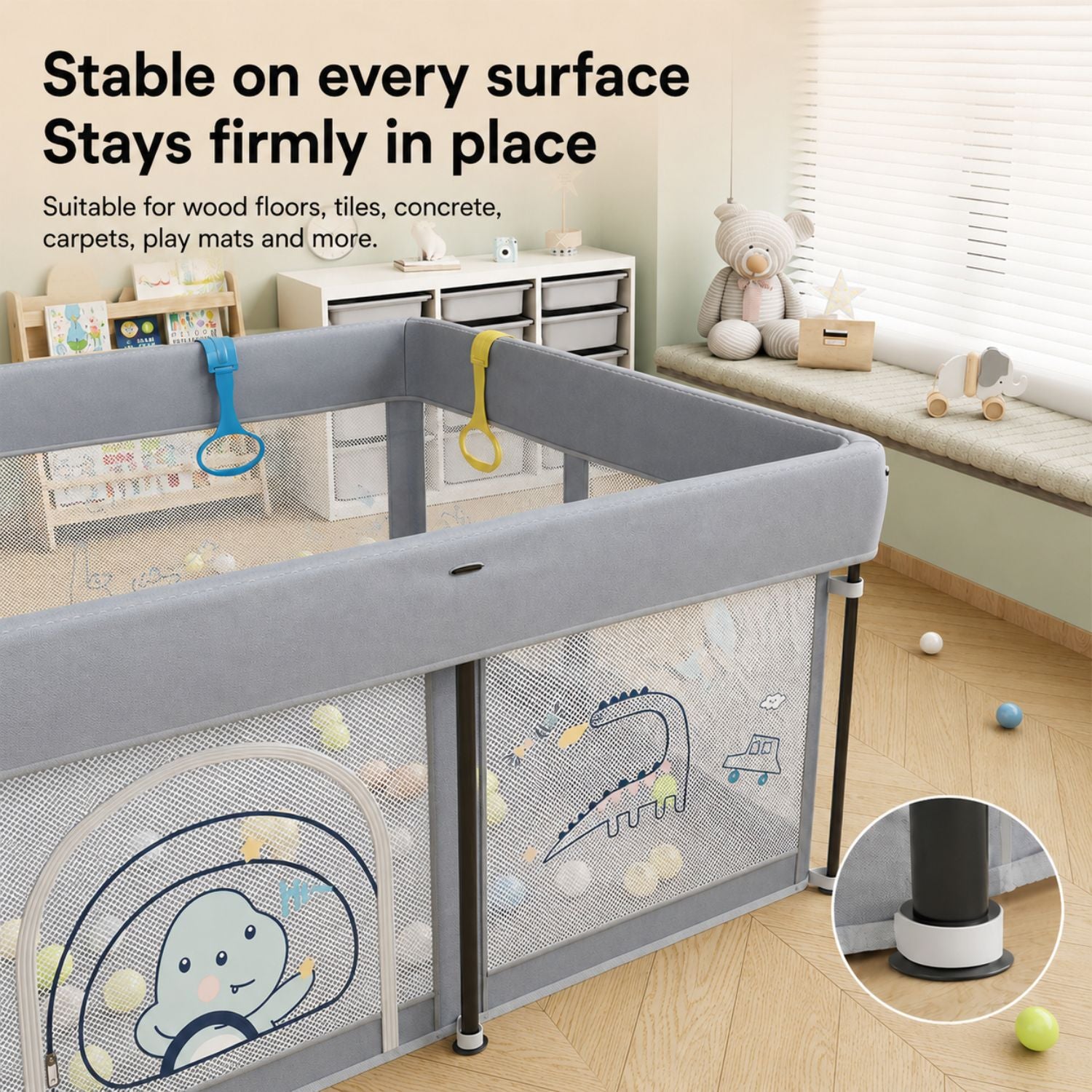 [SG Ready Stock] Foldable Baby Playpen No Assembly Portable Kids Play Yard Ball Pit Safety Fence