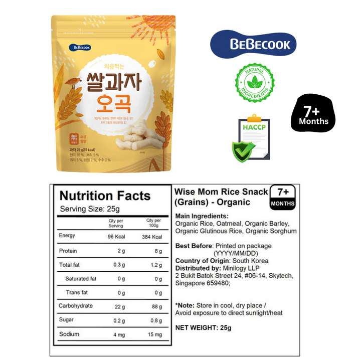 Baby Rice Snacks 25g Pack For 7 months Baby With Berries Banana Veggie and Grains -  Wise Moms Rice Snacks By BebeCook