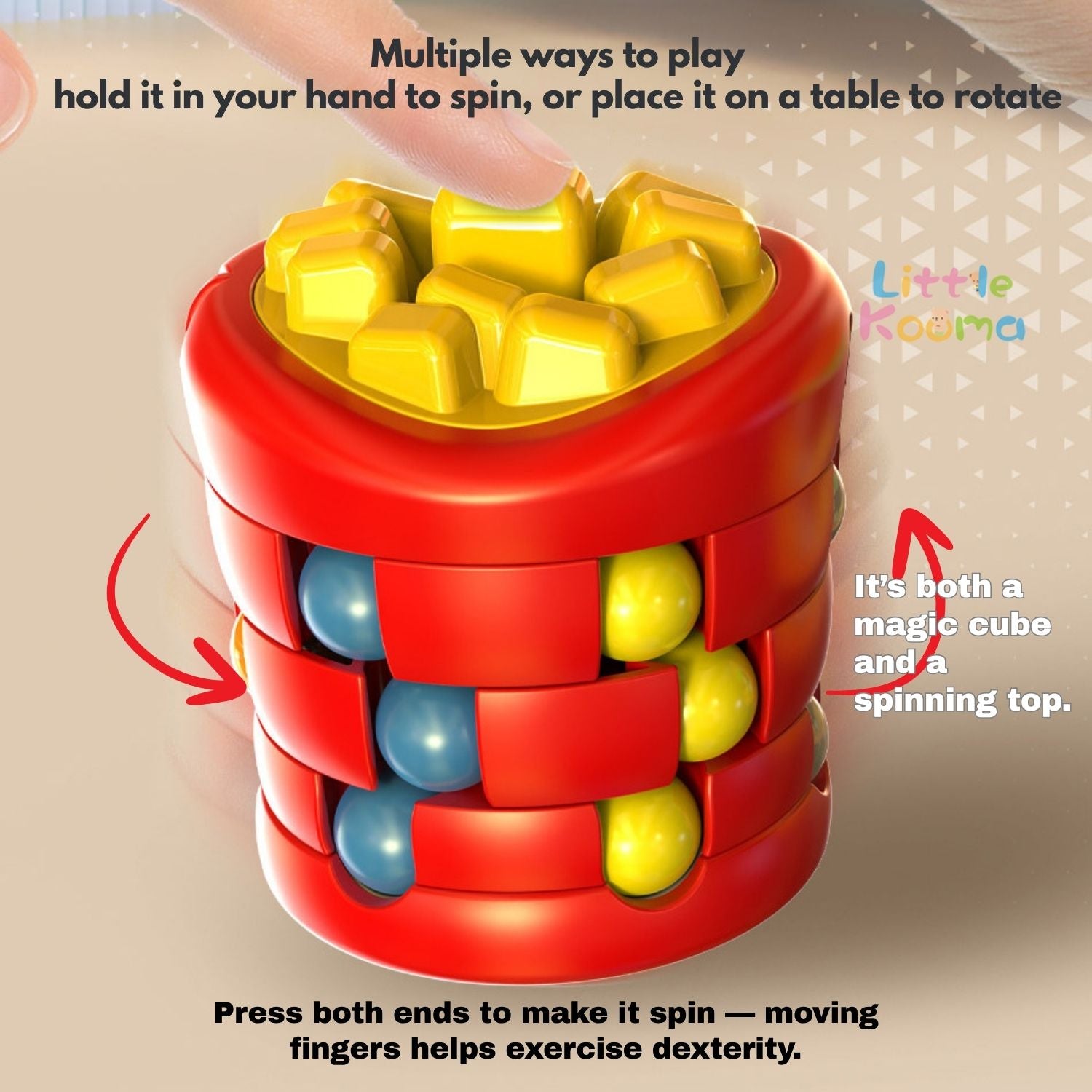 Ready Stock Creative Burger Fries Magic Bean Cube 360° Rotating Fidget Toy for Kid 3 Years + - Little Kooma