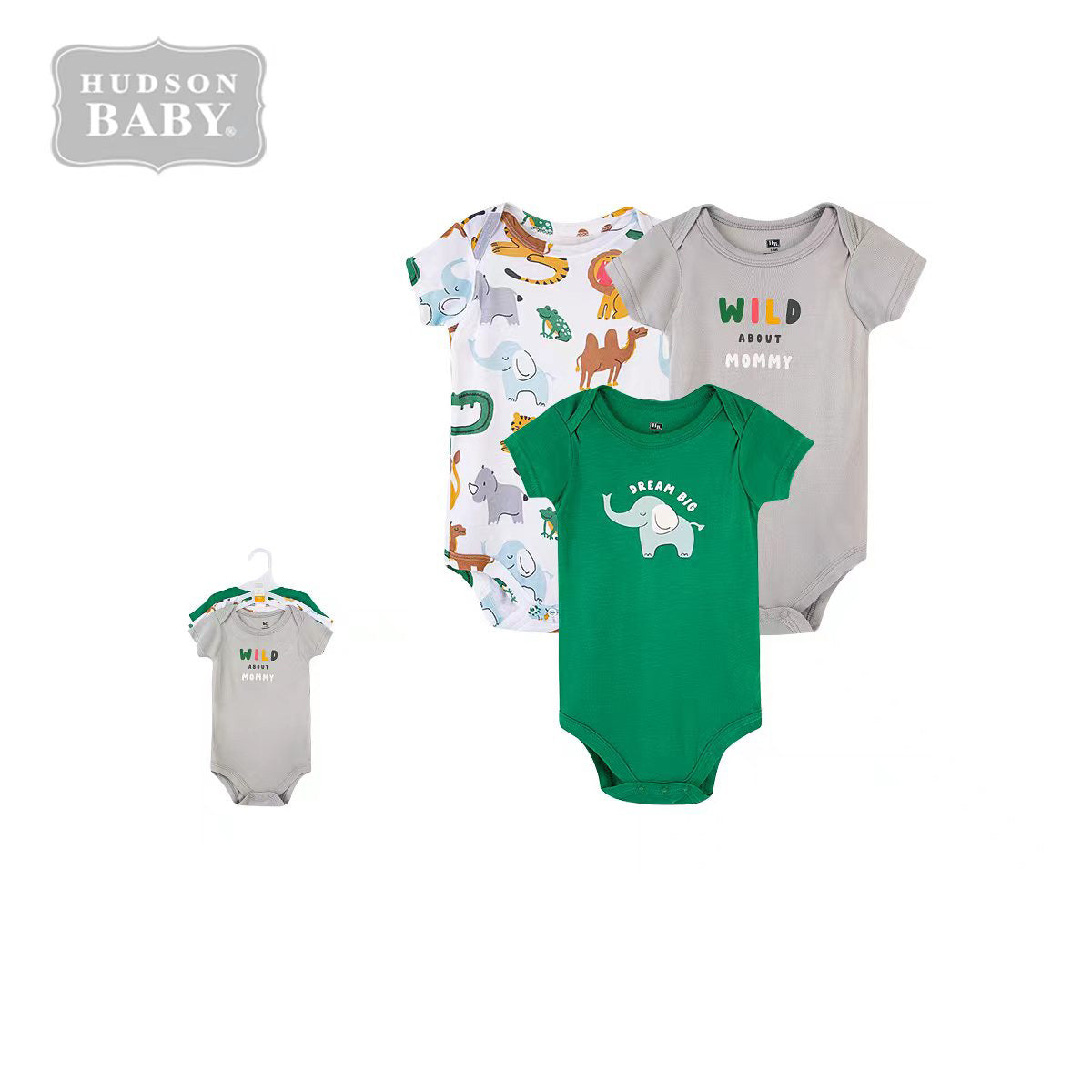 Hudson Baby Bamboo Bodysuits 3 Piece Pack 00688CH - Little Kooma