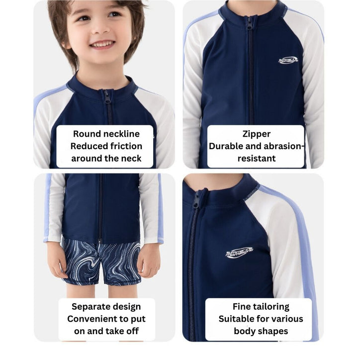 Baby Kids Boy Space Long Sleeve Top w Zipper n Shorts Swimming Suit Set 908439 - Little Kooma