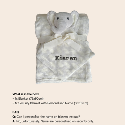 Personalised Customized Hudson Baby Plush Blanket With Elephant 16506 - Little Kooma