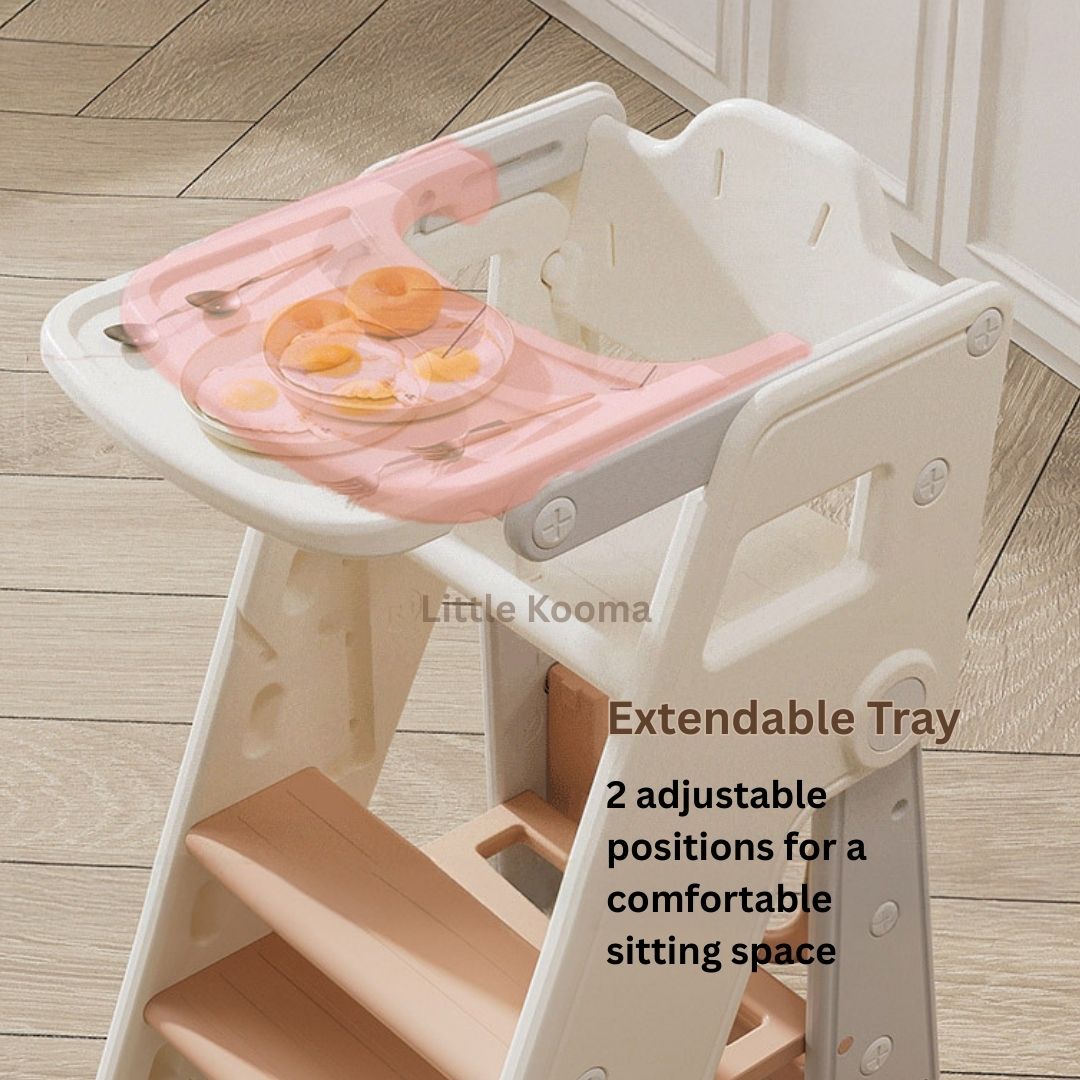 Ready Stock Foldable Baby High Chair & Kids Study Chair – Adjustable Height, Safety Guard, Learning Tower