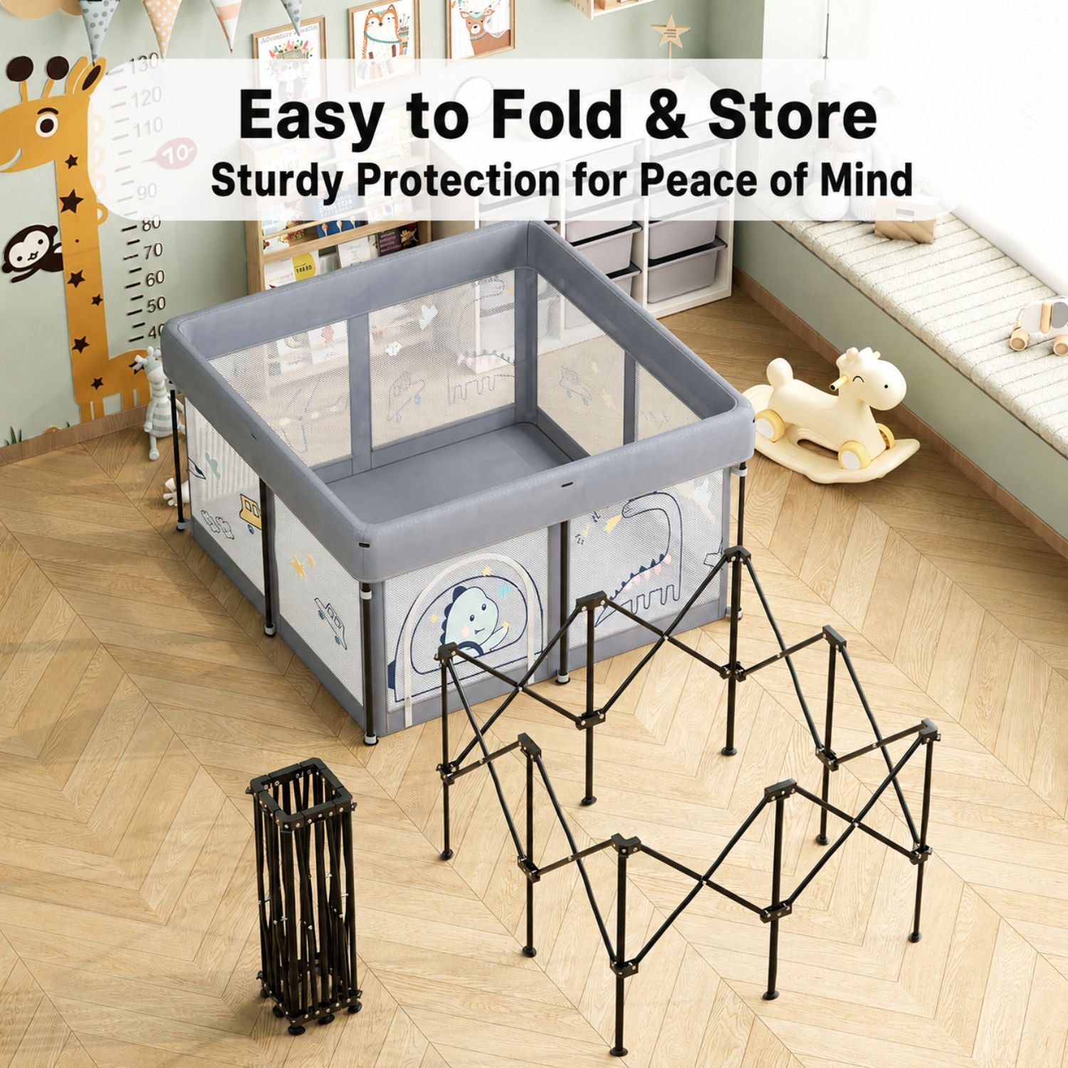 [SG Ready Stock] Foldable Baby Playpen No Assembly Portable Kids Play Yard Ball Pit Safety Fence