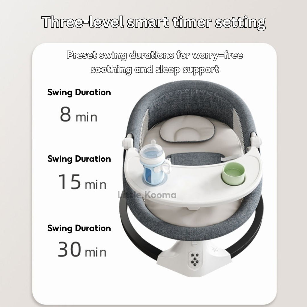 Electric Baby Rocking Chair with Bluetooth Music, Remote Control & Mosquito Net – Adjustable Swing & Recline