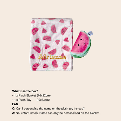 Personalised Hudson Baby Plush Toy n Blanket Set Watermelon 00400CH - Little Kooma