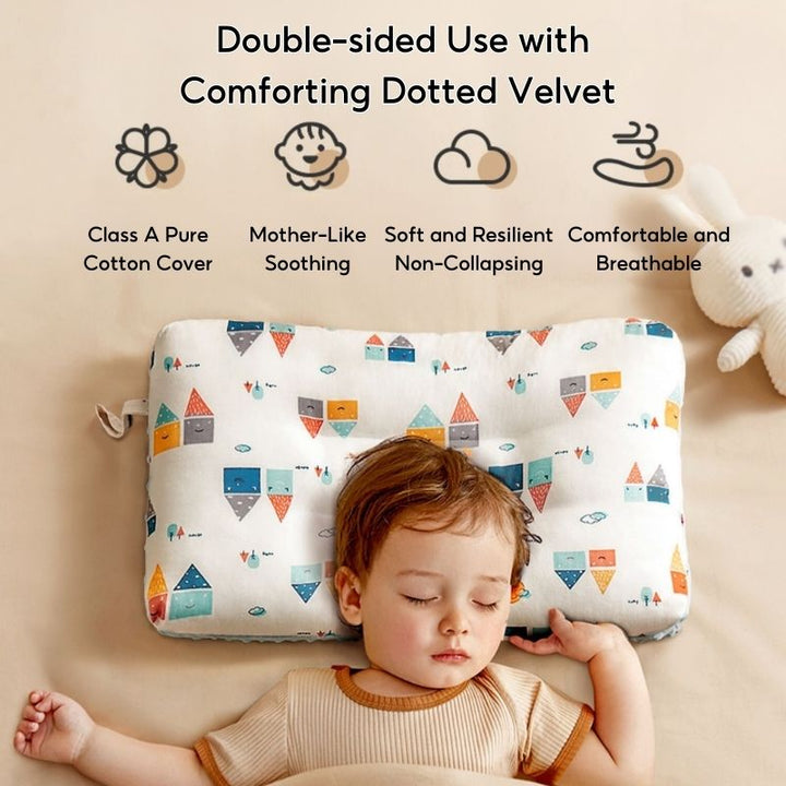 Baby Kids Double-sided Soothing Dotted Velvet Pillow - Little Kooma