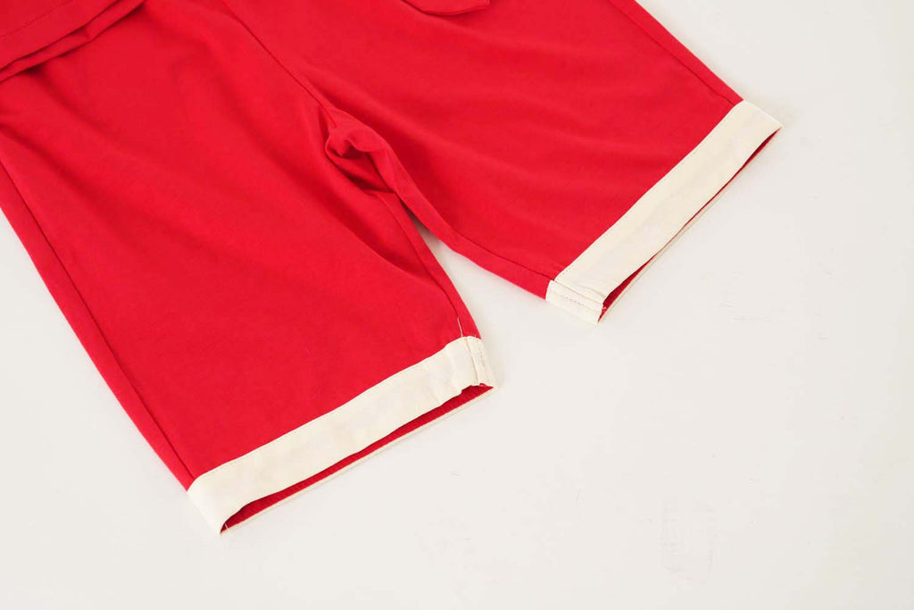 Singapore Souvenir Gift Wealth and Harmony Red Family Set with Golden Fish Embroidery Baby Kids Boys Cheongsam Set Top n Shorts CNY Chinese New Year Outfit 0835 - Little Kooma