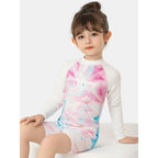 Baby Kids Girl Long Sleeve Tie-dye Swimming Suit w Zipper 907425 - Little Kooma