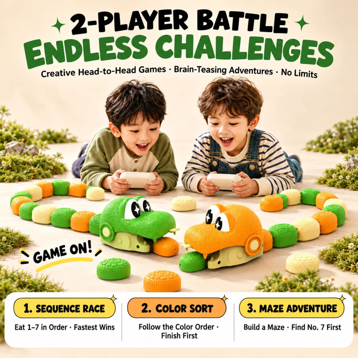 Ready Stock RC Magnetic Chomping Snake Toy 2.4G Remote Control Multiplayer Kids Gift Ages 6+ - Little Kooma
