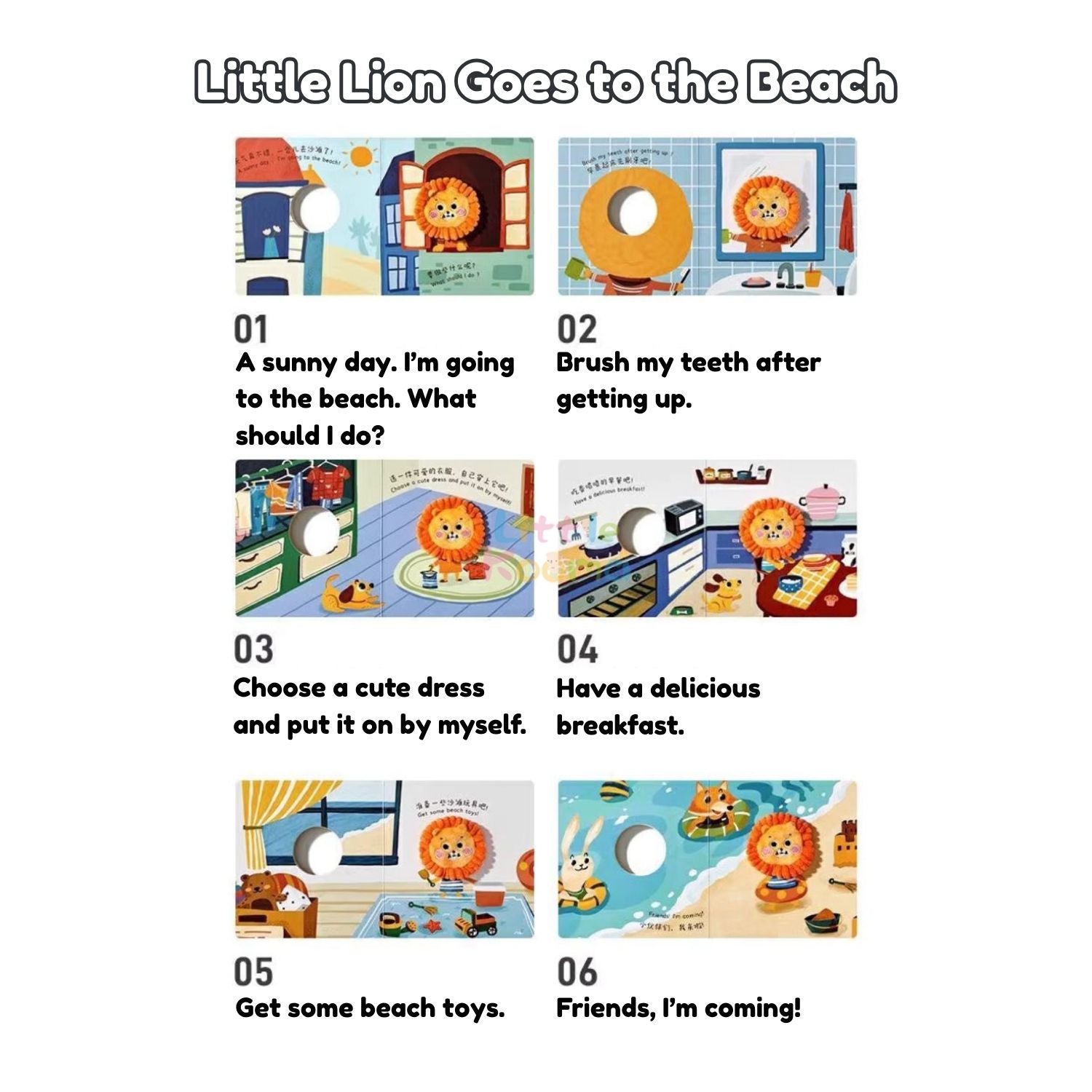 Ready Stock 4-in-1 Hand Puppet Board Book Chinese English Bilingual Story Book for Kids 3Y+ - Little Kooma