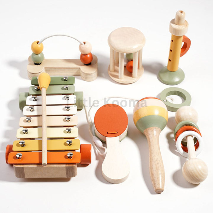 Wooden Music Instruments Set – Toddler Musical Toys with Xylophone, Maracas, and More, Educational Rhythm Kit for Kids Ages 3-6