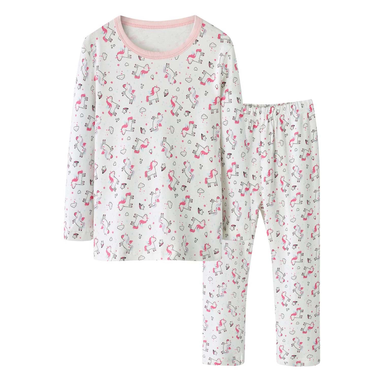 Baby Kids Pajamas White Unicorn Top n Pants Set - Little Kooma