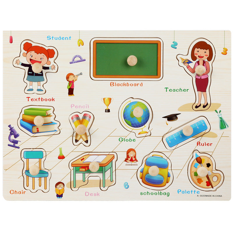 Wooden Toddler Animal Vehicle Puzzles w Handles Educational Montessori Puzzles Toys Clearance Sale 3 Years + - Little Kooma