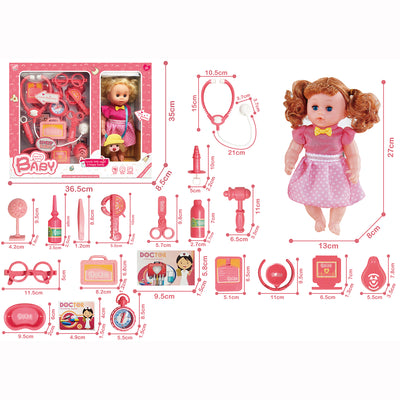 Baby Toddler Kids' Lovely Doll Doctor Kit Pretend Play 20 Pieces - Little Kooma
