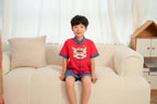 Singapore Souvenir Gift Dancing Lion Baby Kids Boys Cheongsam Set Red Top n Blue Shorts CNY Chinese New Year Outfit 0838 - Little Kooma