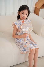 Singapore Souvenir Gift Blue Flowers Baby Kids Girl Cheongsam Dress 0848 - Little Kooma