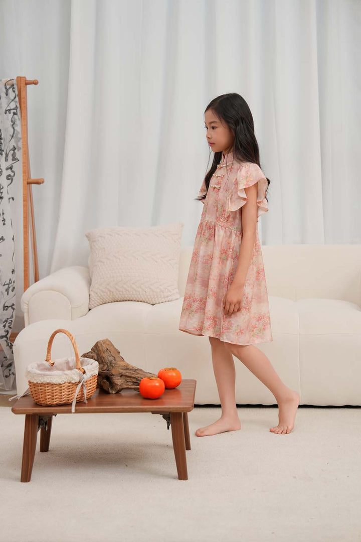 Singapore Souvenir Gift Pink Floral Baby Kids Girl Cheongsam Dress 0850 - Little Kooma