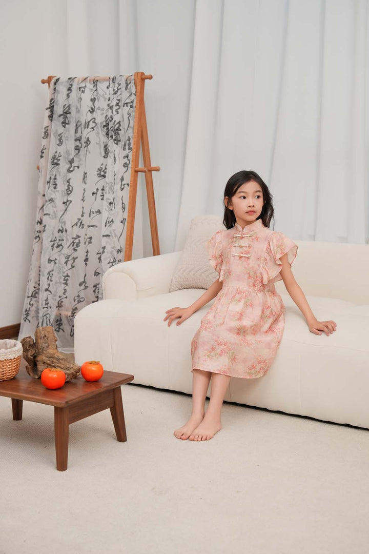 Singapore Souvenir Gift Pink Floral Baby Kids Girl Cheongsam Dress 0850 - Little Kooma