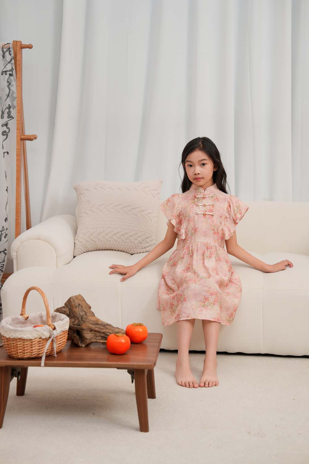 Singapore Souvenir Gift Pink Floral Baby Kids Girl Cheongsam Dress 0850 - Little Kooma