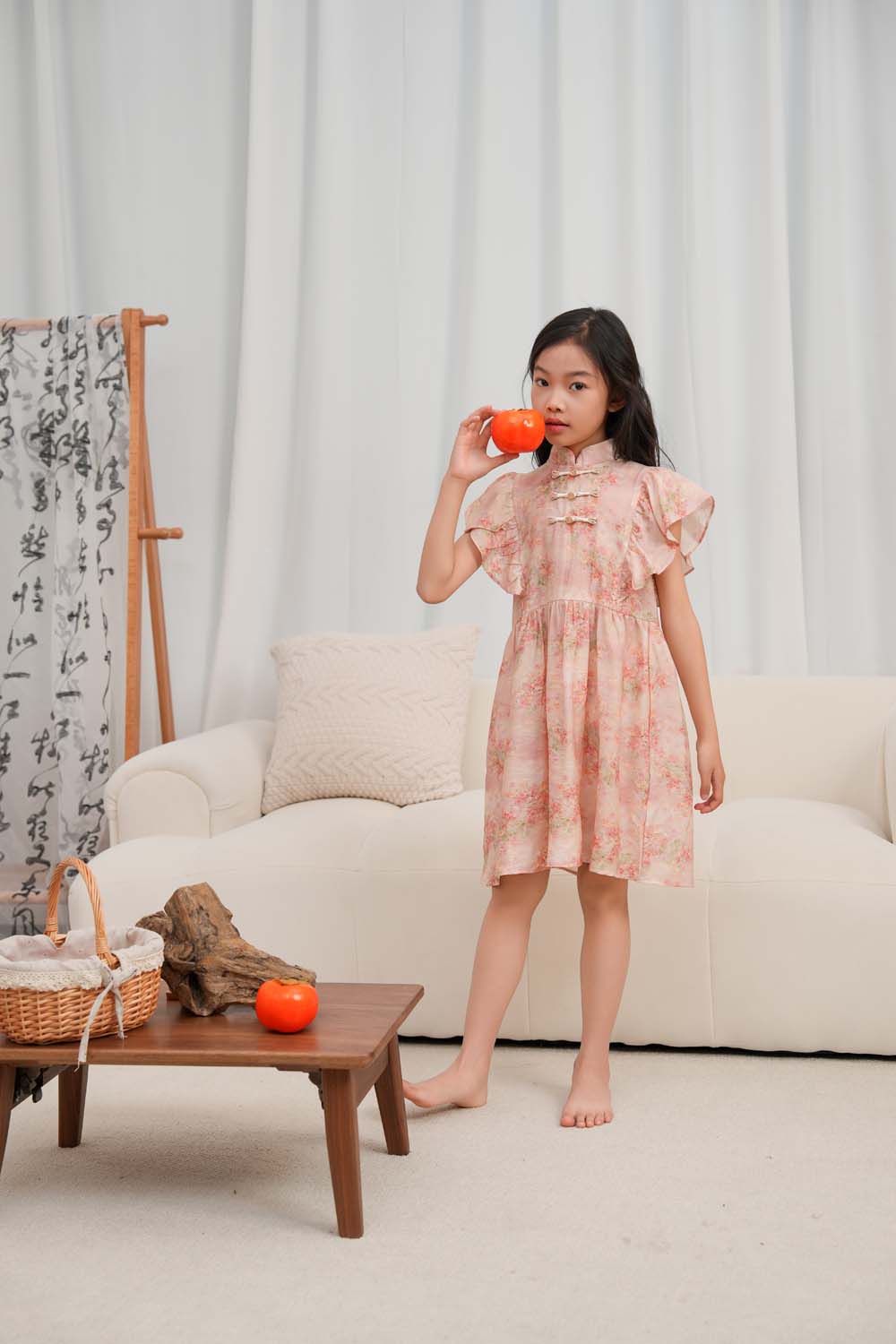 Singapore Souvenir Gift Pink Floral Baby Kids Girl Cheongsam Dress 0850 - Little Kooma
